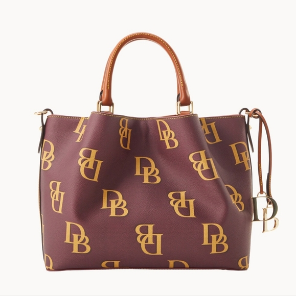 Dooney & Bourke Burgundy and Gold Tote Bag - Picture 1 of 4